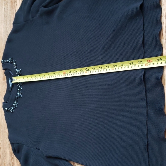 (M) Simply Vera Verawang Heavy Knit Nylon Blend Sweater Beaded Neckline Evening - Picture 4 of 9